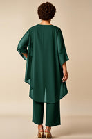 Load image into Gallery viewer, Peacock Chiffon Asymmetrical Jumpsuit Mother of the Bride Dress