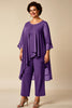 Load image into Gallery viewer, Peacock Chiffon Asymmetrical Jumpsuit Mother of the Bride Dress