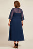 Load image into Gallery viewer, Navy A Line Chiffon Plus Size Mother of the Bride Dress