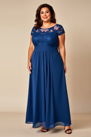 Load image into Gallery viewer, Blue A Line Appliqued Chiffon Mother of the Bride Dress
