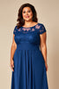 Load image into Gallery viewer, Blue A Line Appliqued Chiffon Mother of the Bride Dress