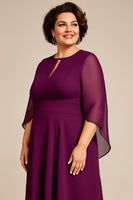 Load image into Gallery viewer, Purple A Line Keyhole Chiffon Mother of the Bride Dress