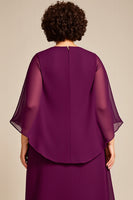 Load image into Gallery viewer, Purple A Line Keyhole Chiffon Mother of the Bride Dress