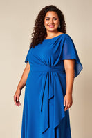 Load image into Gallery viewer, Royal Blue Ruched A Line Chiffon Mother of the Bride Dress