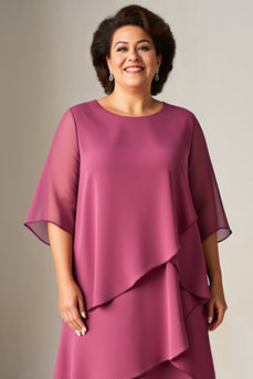 Vintage Mauve Tiered A Line Chiffon Mother of the Bride Dress