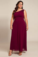 Load image into Gallery viewer, Plus Size Burgundy A Line One Shoulder Mother of the Bride Dress