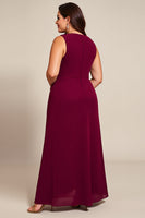 Load image into Gallery viewer, Plus Size Burgundy A Line One Shoulder Mother of the Bride Dress
