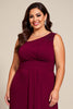 Load image into Gallery viewer, Plus Size Burgundy A Line One Shoulder Mother of the Bride Dress
