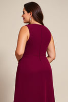 Load image into Gallery viewer, Plus Size Burgundy A Line One Shoulder Mother of the Bride Dress