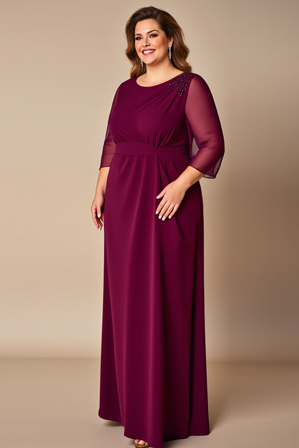 Burgundy Plus Size A Line Mother of the Bride Dress