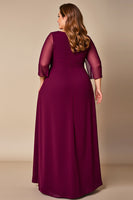Load image into Gallery viewer, Burgundy Plus Size A Line Mother of the Bride Dress