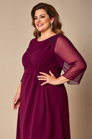 Load image into Gallery viewer, Burgundy Plus Size A Line Mother of the Bride Dress