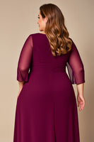 Load image into Gallery viewer, Burgundy Plus Size A Line Mother of the Bride Dress