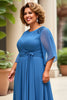 Load image into Gallery viewer, Royal Blue Chiffon Plus Size A Line Mother of the Bride Dress with Appliques