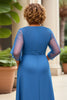 Load image into Gallery viewer, Royal Blue Chiffon Plus Size A Line Mother of the Bride Dress with Appliques