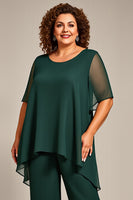 Load image into Gallery viewer, Pine Chiffon Scoop Neck Mother of the Bride Pantsuit