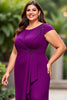 Load image into Gallery viewer, Purple Chiffon A Line Cap Sleeves Plus Size Mother of the Bride Dress