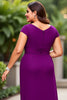 Load image into Gallery viewer, Purple Chiffon A Line Cap Sleeves Plus Size Mother of the Bride Dress