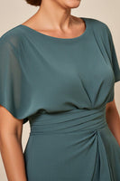 Load image into Gallery viewer, Grey Blue Chiffon Sheath Mother of the Bride Dress with Slit