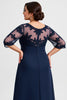 Load image into Gallery viewer, Navy Plus Size Chiffon Mother of the Bride Dress with Appliques
