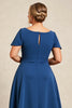 Load image into Gallery viewer, Ink Blue Scoop Neck Plus Size Mother of the Bride Dress with Bow