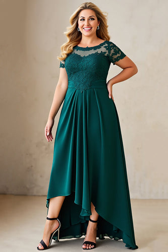 Pine Appliqued Asymmetrical Plus Size Mother of the Bride Dress