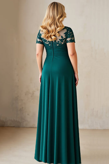Pine Appliqued Asymmetrical Plus Size Mother of the Bride Dress