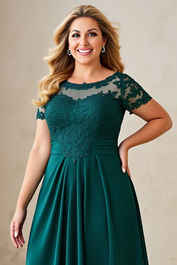 Pine Appliqued Asymmetrical Plus Size Mother of the Bride Dress