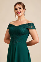 Load image into Gallery viewer, Pine Appliqued A Line Off the Shoulder Plus Size Mother of the Bride Dress