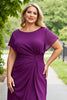 Load image into Gallery viewer, Purple Chiffon Plus Size A Line Ruched Mother of the Bride Dress with Ruffles