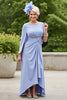 Load image into Gallery viewer, Lavender Ruched Mother of the Bride Dress with Cape