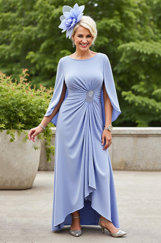 Lavender Ruched Mother of the Bride Dress with Cape