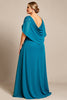Load image into Gallery viewer, Peacock Chiffon Plus Size Mother of the Bride Dress with Appliques