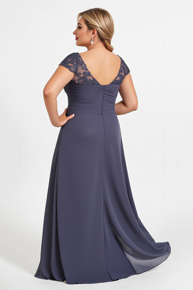 Load image into Gallery viewer, Twilight A Line Appliqued Plus Size Mother of the Bride Dress with Slit