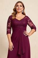 Load image into Gallery viewer, Burgundy Plus Size Appliqued Chiffon Mother of the Bride Dress