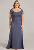 Load image into Gallery viewer, Twilight Scoop Neck Chiffon Appliqued Plus Size Mother of the Bride Dress