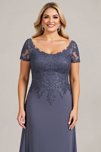 Twilight Scoop Neck Chiffon Appliqued Plus Size Mother of the Bride Dress
