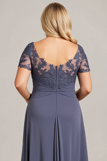 Twilight Scoop Neck Chiffon Appliqued Plus Size Mother of the Bride Dress