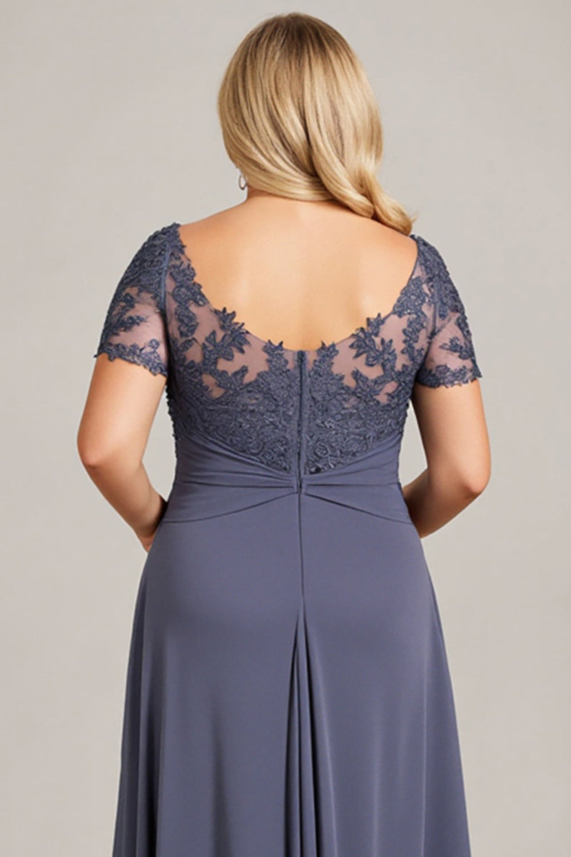 Load image into Gallery viewer, Twilight Scoop Neck Chiffon Appliqued Plus Size Mother of the Bride Dress