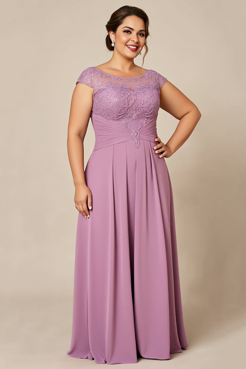 Dusty Rose Plus Size A Line Mother of the Bride Dress with Appliques