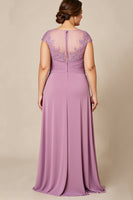 Load image into Gallery viewer, Dusty Rose Plus Size A Line Mother of the Bride Dress with Appliques