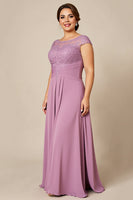Load image into Gallery viewer, Dusty Rose Plus Size A Line Mother of the Bride Dress with Appliques