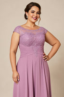 Load image into Gallery viewer, Dusty Rose Plus Size A Line Mother of the Bride Dress with Appliques