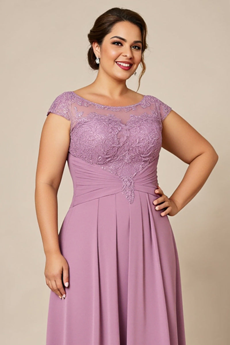 Load image into Gallery viewer, Dusty Rose Plus Size A Line Mother of the Bride Dress with Appliques