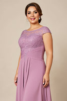 Load image into Gallery viewer, Dusty Rose Plus Size A Line Mother of the Bride Dress with Appliques