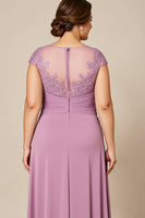 Load image into Gallery viewer, Dusty Rose Plus Size A Line Mother of the Bride Dress with Appliques
