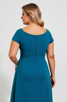 Load image into Gallery viewer, Peacock Square Neck Midi Mother of the Bride Dress with Bow