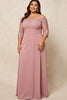 Load image into Gallery viewer, Dusty Rose Off the Shoulder Plus Size Mother of the Bride Dress with Appliques