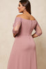 Load image into Gallery viewer, Dusty Rose Off the Shoulder Plus Size Mother of the Bride Dress with Appliques