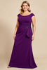 Load image into Gallery viewer, Purple Ruched Scoop Neck Mother of the Bride Dress
